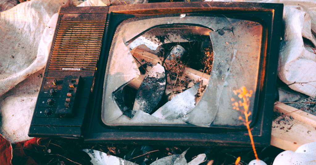 improperly disposed e-waste like this tv are dangerous and toxic